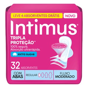 Absorvente Intimus Toda Renovada Cobertura Suave com Abas 32 Unidades