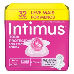 Absorvente Intimus Gel Cobertura Seca Com Abas - 32 Unidades