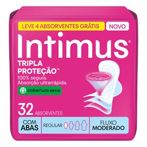 Absorvente Intimus Toda Renovada Cobertura Seca com Abas 32 Unidades