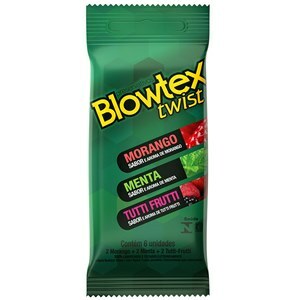 Preservativo Blowtex Twist (Morango, Menta E Tutti Fruti) Com 6 Unidades