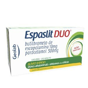 Paracetamol + Escopolamina - Espaslit Duo 20 Comprimidos