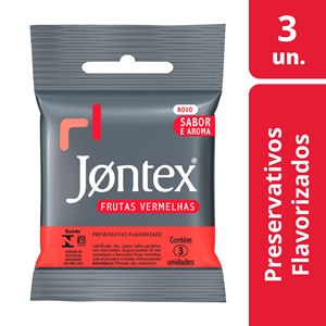 Preservativo Jontex Lubrificado Frutas Vermelhas 3 Unidades