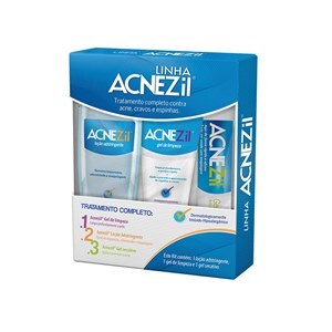 Acnezil Kit De Tratamento Completo Loção Adstringente 200Ml + Gel De Limpeza 100Ml + Gel Secativo 10G