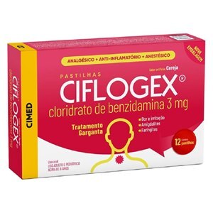 Pastilha Ciflogex 3Mg Sabor Cereja 12 Unidades