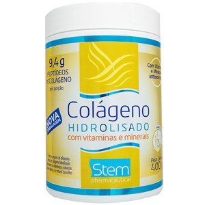 Colágeno Hidrolisado Em Pó + Vitaminas E Minerais Stem Sabor Baunilha 400G