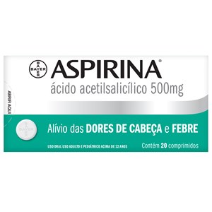Analgésico Aspirina Adulto 500mg 20 Comprimidos  