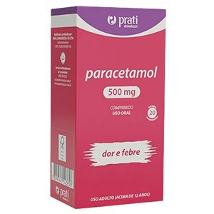 Paracetamol 500Mg 20 Comprimidos - Prati Donaduzzi - Genérico (Tylenol-Janssen Cilag)