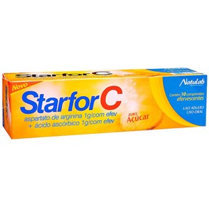 Vitamina C + Arginina - Starfor C 10 Comprimidos Efervescentes - Sem Açúcar