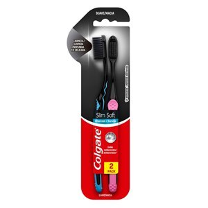 Escova De Dente Colgate Slim Soft Black Macia - 2 Unidades