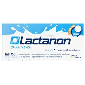 Lactase - Lactanon 10.000Fcc 30 Comprimidos Mastigáveis 