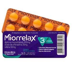 Dipirona + Orfenadrina + Cafeína - Miorrelax 10 Comprimidos