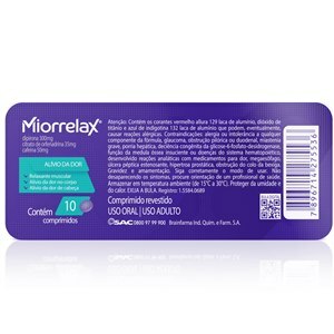 Dipirona + Orfenadrina + Cafeína - Miorrelax 10 Comprimidos