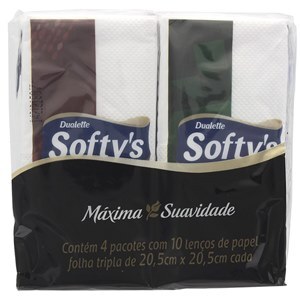 Lenço De Papel Softys Folha Tripla 10 Folhas - Kit Com 4 Unidades