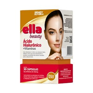 ÁCIDO HIALURÔNICO + VITAMINAS ELLA BEAUTY  30 CÁPSULAS SIDNEY OLIVEIRA