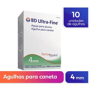 Agulha Para Caneta Bd Ultra-Fine 4Mm Com 10 Unidades