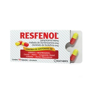 Paracetamol + Clorfeniramina + Fenilefrina - Resfenol 10 Cápsulas