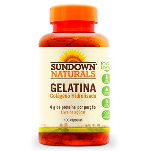 Colágeno Hidrolisado - Gelatina Natural Sundown 650Mg 100 Cápsulas