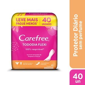 PROTETOR DIÁRIO CAREFREE TODO DIA FLEXI SEM PERFUME LEVE MAIS PAGUE MENOS 40 UNIDADES