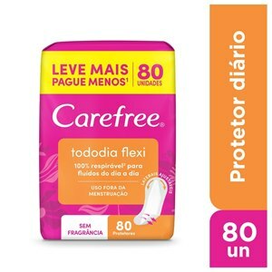 Protetor Diário Carefree Todo Dia Flexi Sem Perfume Leve Mais Paque Menos 80 Unidades