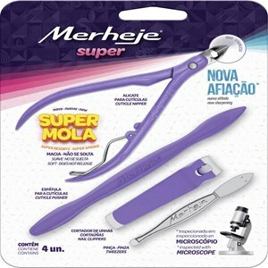 Alicate De Cutículas + Espátula De Cutícula + Cortador De Unhas + Pinça Merheje - Rosa