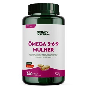 ÔMEGA 3-6-9 MULHER LEVE 180 CÁPSULAS + 60 GRÁTIS SIDNEY OLIVEIRA