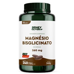 MAGNÉSIO BISGLICINATO LEVE 180 CÁPSULAS + 60 GRÁTIS SIDNEY OLIVEIRA