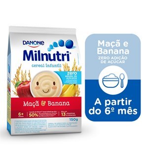 Milnutri Cereal Infantil Banana E Maçã Zero Açúcar 150G