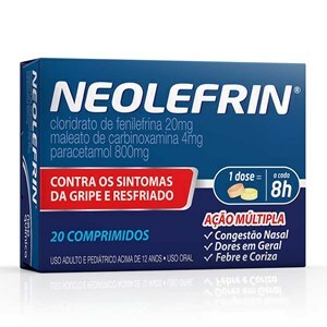 FENILEFRINA + CARBINOXAMINA + PARACETAMOL - NEOLEFRIN 20 COMPRIMIDOS