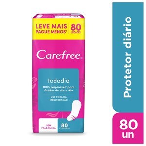Protetor Diário Carefree Todo Dia Respirável Sem Perfume Leve 80 Pague 60