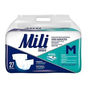 FRALDA GERIÁTRICA MILI VITA TAMANHO M COM 27 UNIDADES