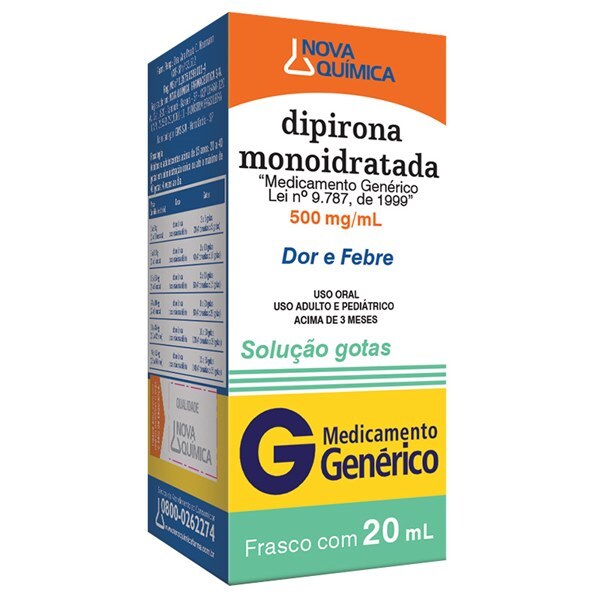 Dipirona 500mgml Gotas 20ml Nova QuÍmica GenÉrico Ultrafarma 8255
