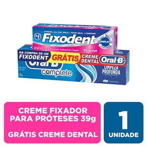 Fixador Fixodent Original 40G Grátis Creme Dental