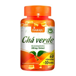 Chá Verde Tiaraju 300Mg 60 Cápsulas + 10 Grátis