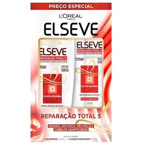 KIT SHAMPOO ELSEVE REPARAÇÃO TOTAL 5 375ML + CONDICIONADOR ELSEVE REPARAÇÃO TOTAL 5 170ML