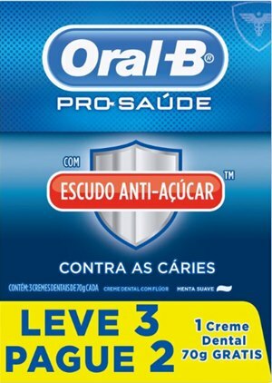 Creme Dental Oral B Pró-Saúde Escudo Anti-Açúcar 70G - Leve 3 Pague 2