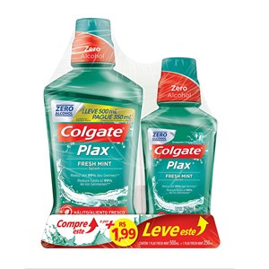 Enxaguatório Bucal Colgate Plax Fresh Mint Leve 500 Pague 350Ml + Leve Enxaguatório Bucal Colgate Plax Ice Fusion 250Ml
