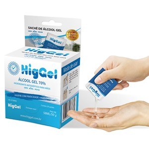 Álcool Gel 70% Antisséptico Higgel Sachê 20 Unidades