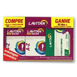 Kit Lavitan Mais Mulher 90 Comprimidos 2 Unidades Grátis Cabelos E Unhas 30 Comprimidos
