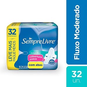 Absorvente Sempre Livre Conforto Diurno Tri Protect Cobertura Suave Com Abas 32 Unidades