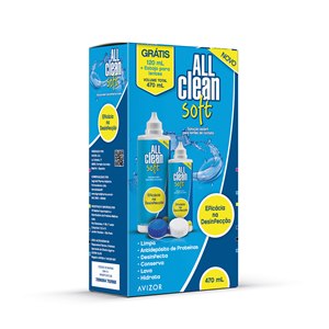 All Clean Soft 350Ml + 120Ml Grátis + Estojo Para Lentes Kit