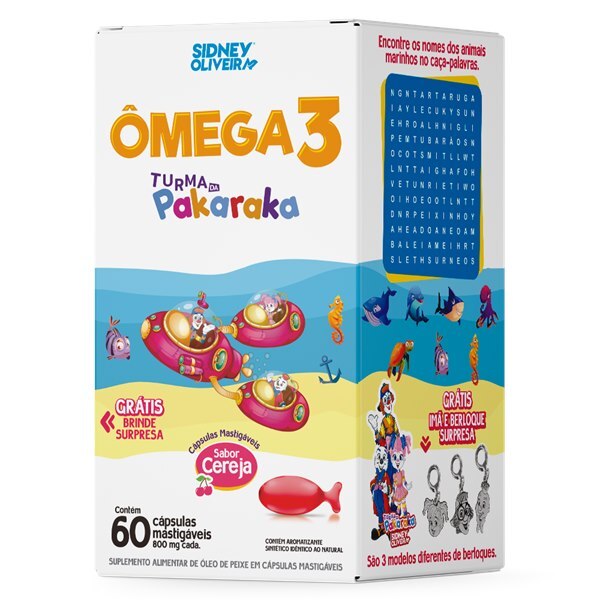 Ômega 3 Kids Turma Do Pakaraka 60 Cápsulas Mastigáveis Sidney