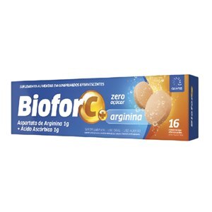 VITAMINA C + ARGININA - BIOFOR C 16 COMPRIMIDOS EFERVESCENTES - SEM AÇÚCAR