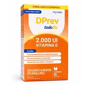Suplemento Alimentar Vitamina D - Dprev Todo Dia  2.000Ui 90 Cápsulas