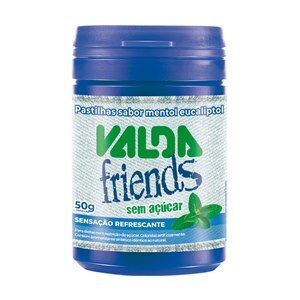 PASTILHAS VALDA FRIENDS SABOR MENTOL EUCALIPTOL SEM AÇÚCAR POTE 50G