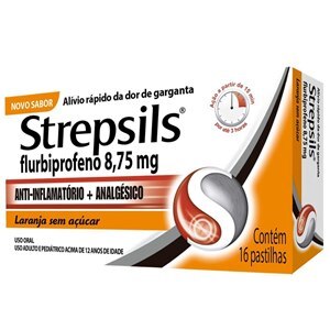 STREPSILS SABOR LARANJA 16 PASTILHAS SEM AÇÚCAR 