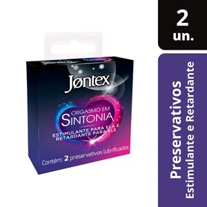 PRESERVATIVO JONTEX LUBRIFICADO ORGASMO EM SINTONIA 2 UNIDADES 