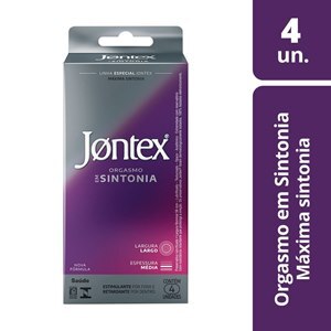 PRESERVATIVO JONTEX LUBRIFICADO ORGASMO EM SINTONIA 4 UNIDADES