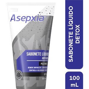 Asepxia Sabonete Líquido CARVÃO DETOX Purificante, com ÁCIDO SALICÍLICO 2%, Pele Mista e Oleosa, 100ml
