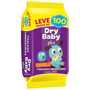 Toalhas Umedecidas Dry Baby Plus 100 Unidades