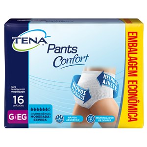 Roupa Íntima Descartável Tena Pants Confort G/Eg - 16 Unidades